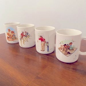 Vintage Norman Rockwell 1987 Fishing Mug Collection